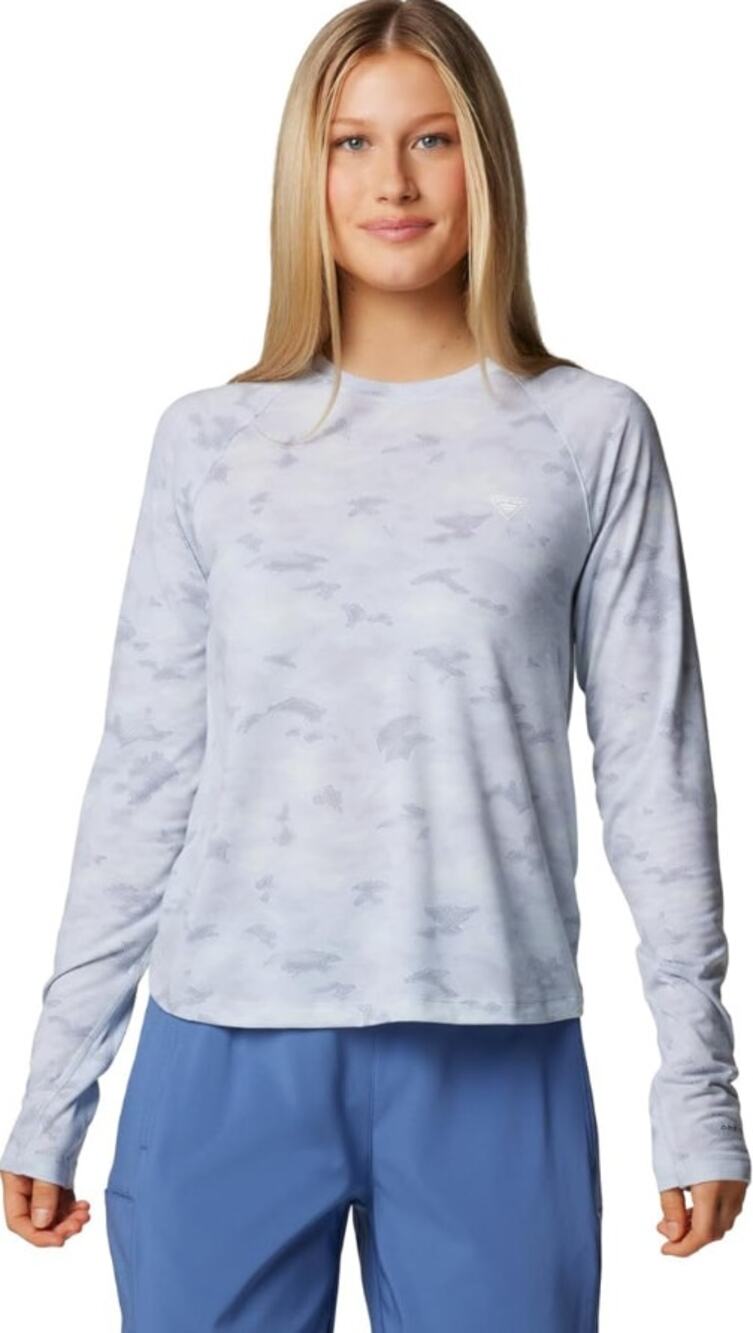 Columbia Womens PFG Uncharted Knit Long Sleeve T-Shirt Small Grey UPF NWT